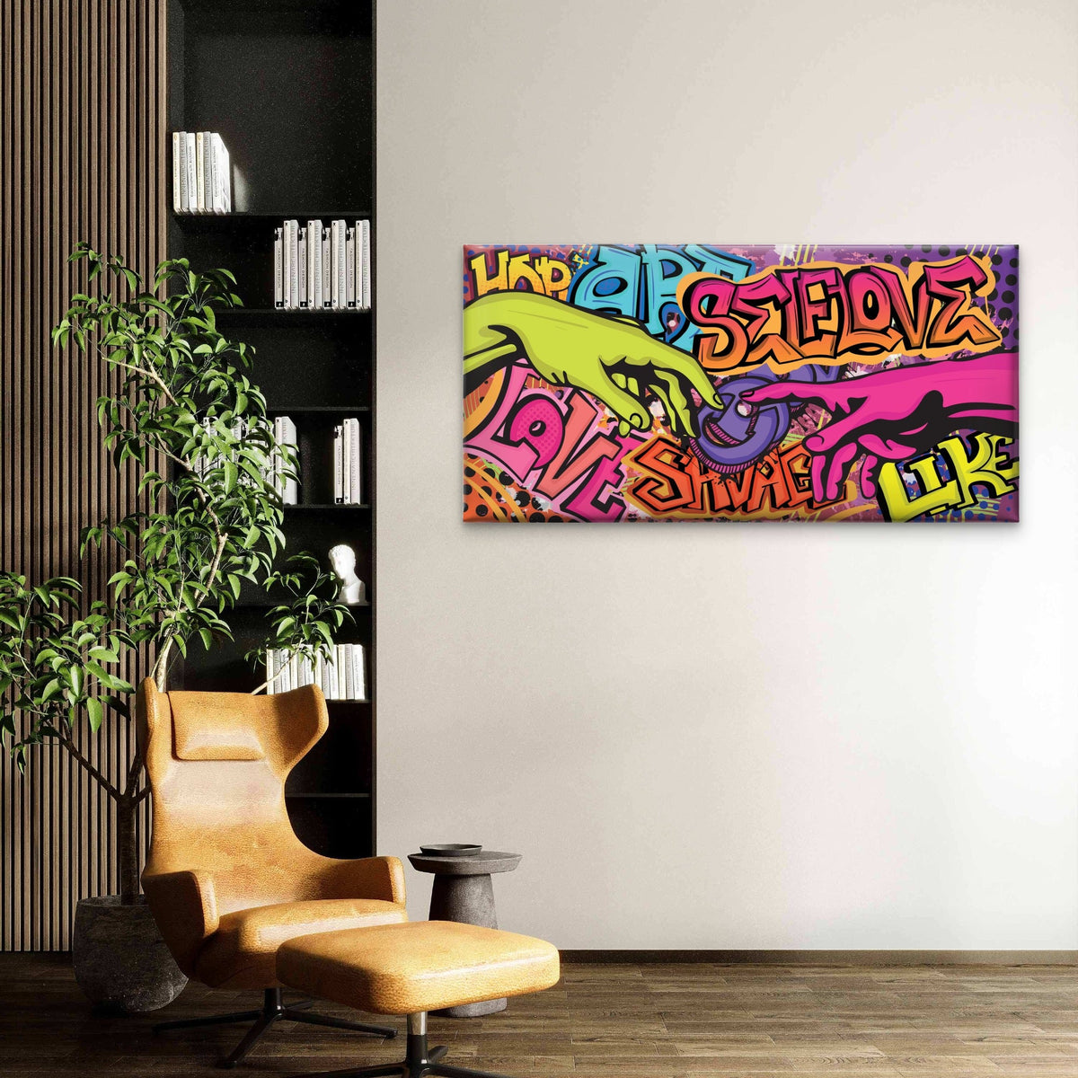 Abstract Graffiti Street Hand Wall Art Canvas Office Home Room Framed 120x60cm