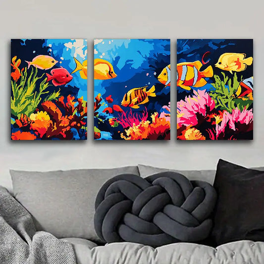3pcs Tropical Fish Sea Metal Print Ready to Hang Art