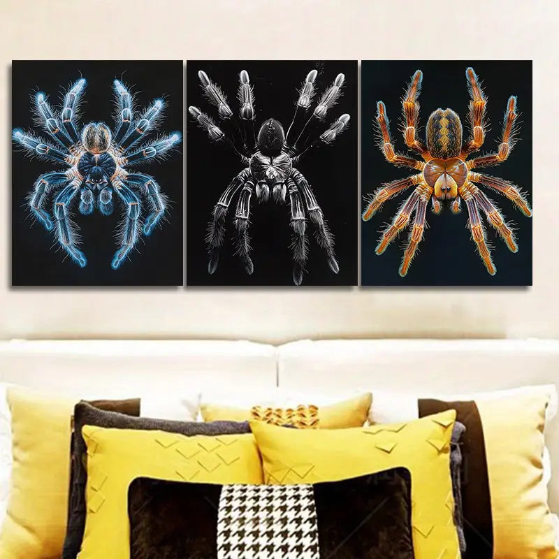 3pcs Tarantula Metal Print Ready to Hang Art