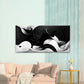 Flowing Black White Abstract Wall Art Canvas Office Home Room Framed 80x45cm