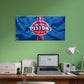 Classic Red Blue Ripple Wall Art Canvas Office Home Room Framed 80x45cm