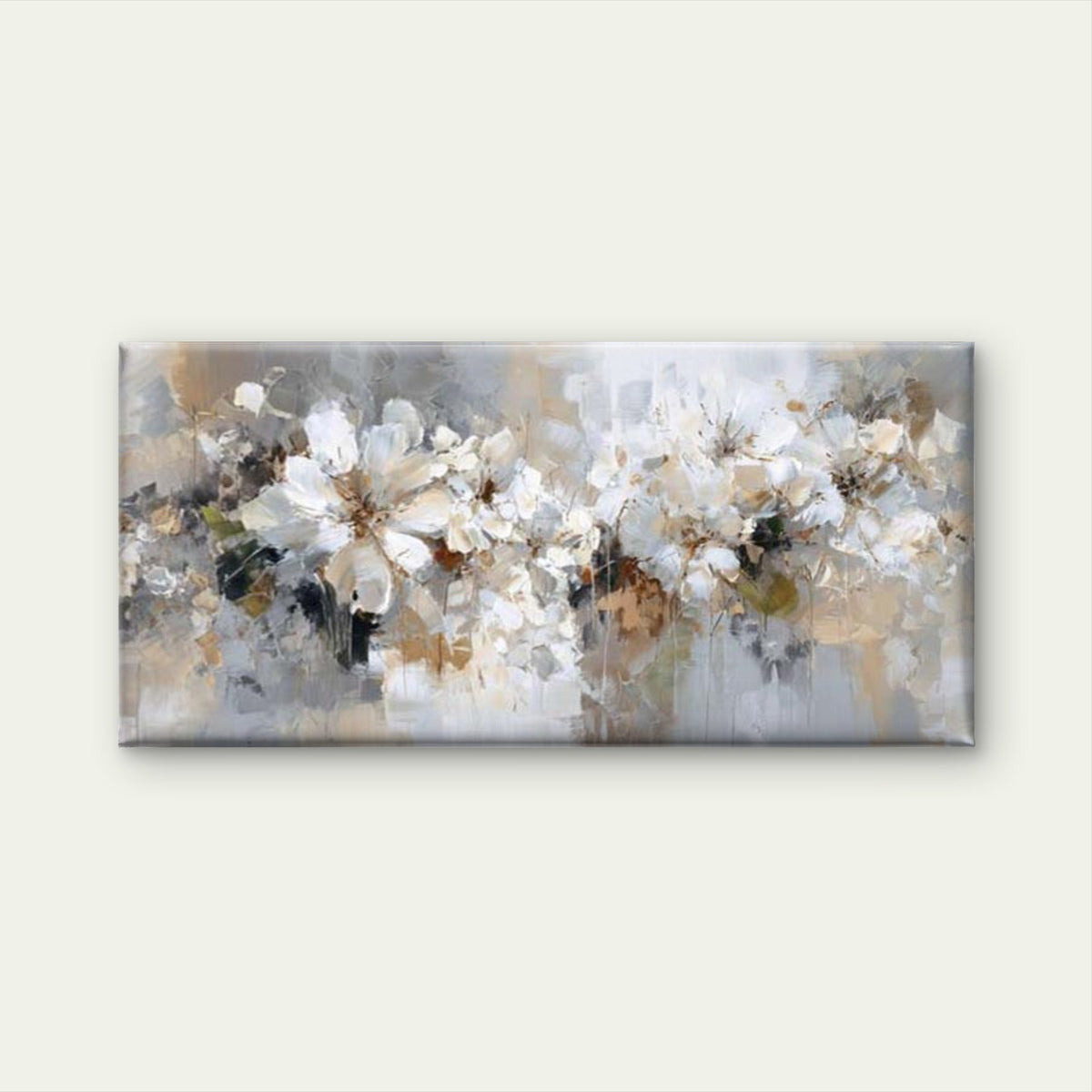 Soft Neutral Floral Wall Art Canvas Office Home Room Framed 120x60cm