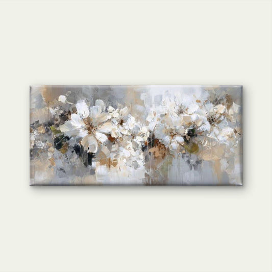 Soft Neutral Floral Wall Art Canvas Office Home Room Framed 80x45cm
