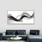 Black & White Waves Design Wall Art Canvas Office Home Room Framed 120x60cm