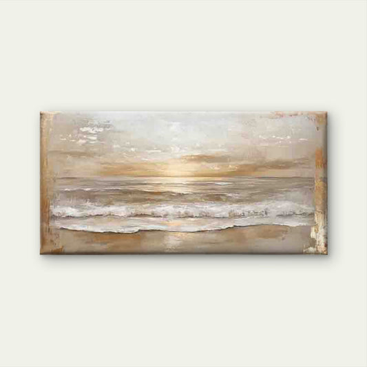 Beach Sunset Waves Wall Art Canvas Office Home Room Framed 80x45cm