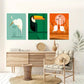 3pcs Cranes Foraging in The Reeds Under The Moon, Fashion Metal Print Ready to Hang Art