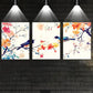3pcs Colorful Birds & Flowers Vibrant Floral Metal Print Ready to Hang Art