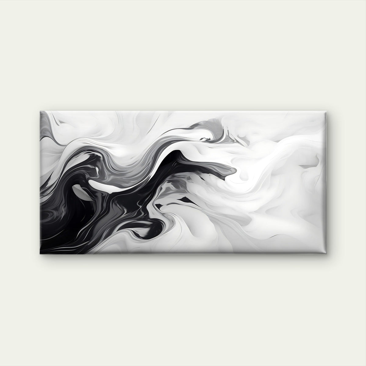 Black And White Liquid Swirls Wall Art Canvas Office Home Room Framed 120x60cm