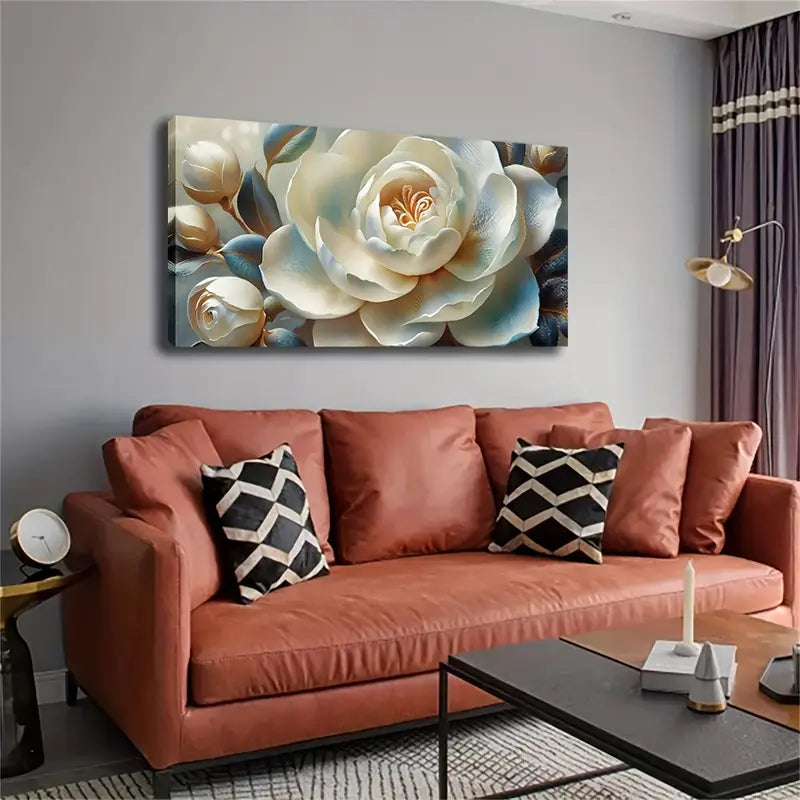 Realistic Floral Design Texture Wall Art Canvas Office Home Room Framed 120x60cm