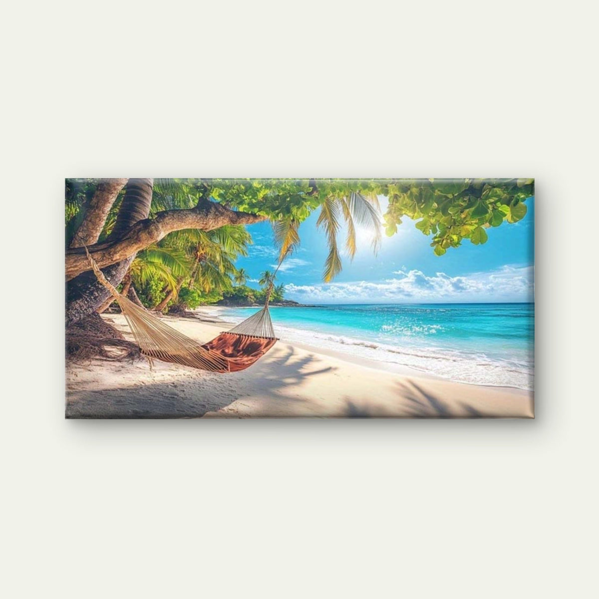Hammock Tropical Paradise Sea Wall Art Canvas Office Home Room Framed 120x60cm
