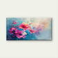 Pink Petals On Blue Wall Art Canvas Office Home Room Framed 80x45cm
