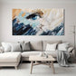 Modern Abstract Blue & White Eye Motif Wall Art canvas office home room framed 120x60cm