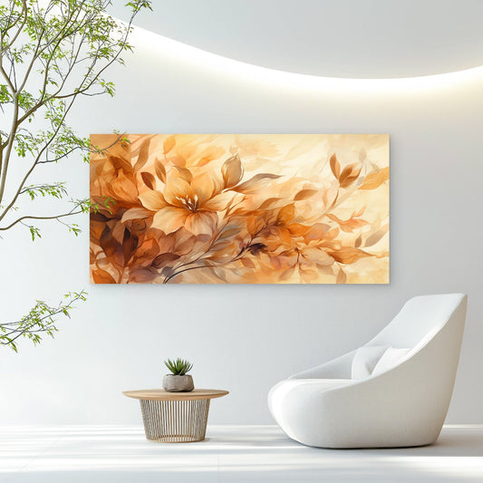 Warm Autumn Floral Display Wall Art Canvas Office Home Room Framed 80x45cm