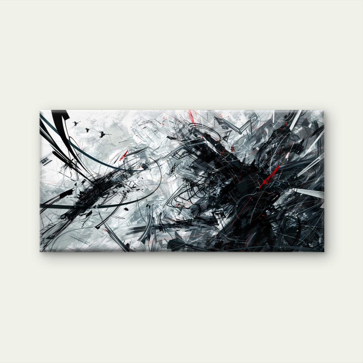 Sharp Ink Strokes Pierce Wall Art Canvas Office Home Room Framed 80x45cm