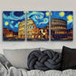 3pcs Starry Night Colosseum Metal Print Ready to Hang Art