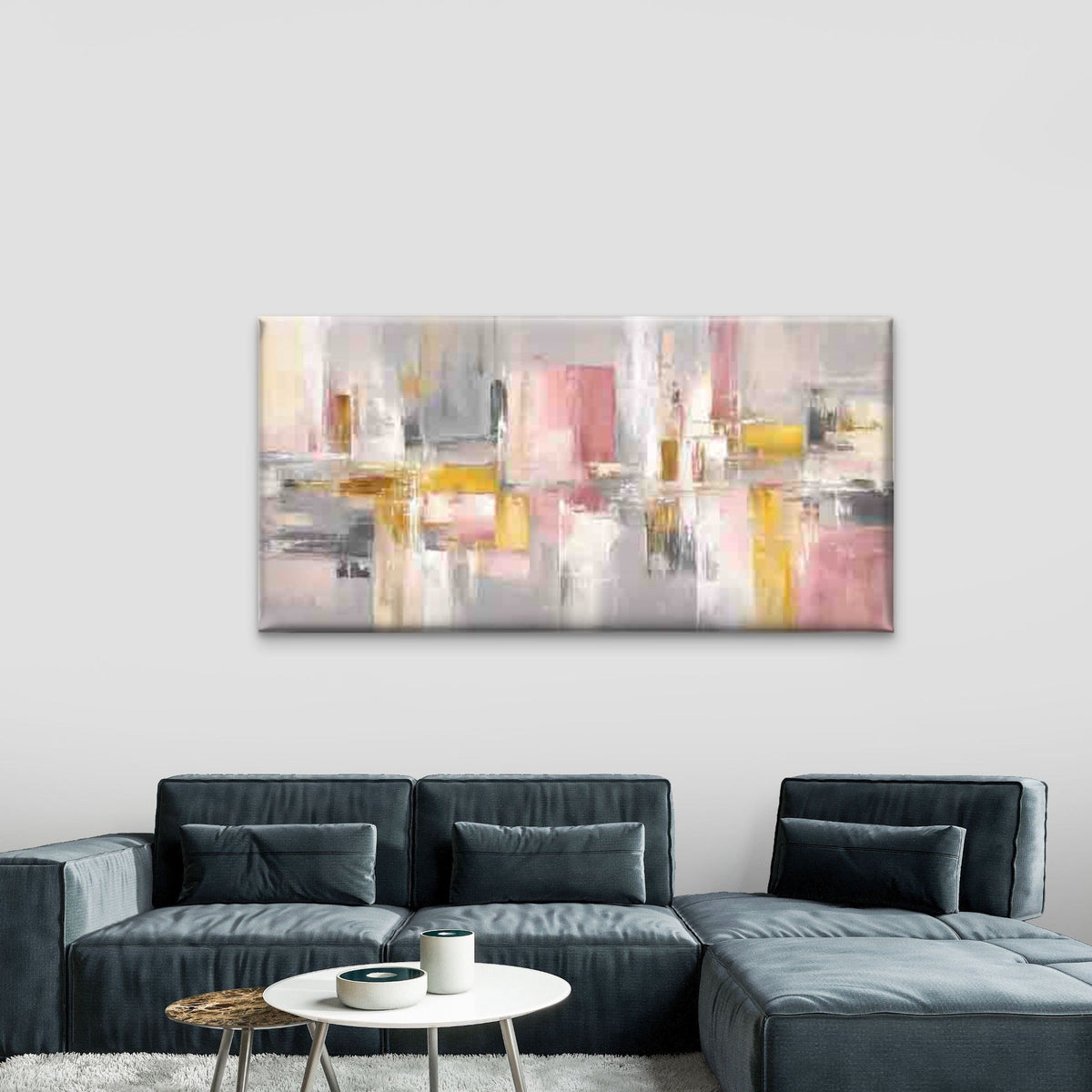 Modern Abstract Geometric Wall Art Canvas Office Home Room Framed 120x60cm