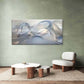 Abstract Silver Fluid Waves Wall Art Canvas Office Home Room Framed 80x45cm