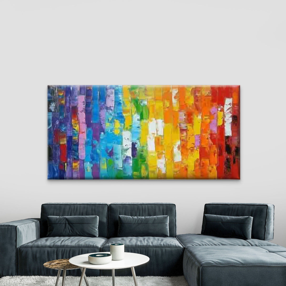 Vibrant Rainbow Colors Wall Art Canvas Office Home Room Framed 120x60cm