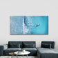 View Of Boat On Ocean Waves Wall Art Canvas Office Home Room Framed 120x60cm