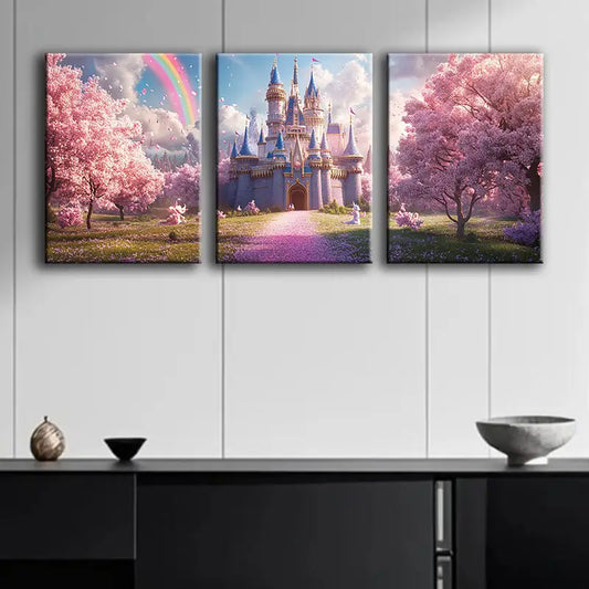 3pcs Dream castle Metal Print Ready to Hang Art