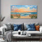 Nautical Beach Sunset Vibrant Coastal Scene Serene Ocean Waves & Sandy Shores Wall Art canvas office home room framed 120x60cm