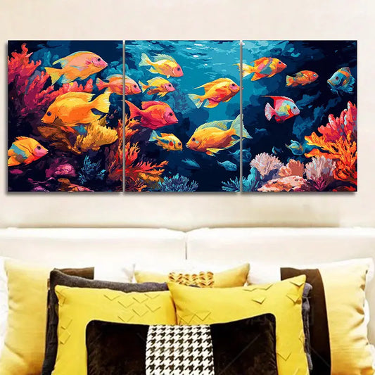 3pcs Tropical Sea Life Metal Print Ready to Hang Art