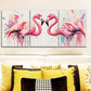 3pcs Two lovers of flamingos Metal Print Ready to Hang Art