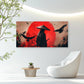 Lone Samurai Against Red Sun Wall Art Canvas Office Home Room Framed 80x45cm