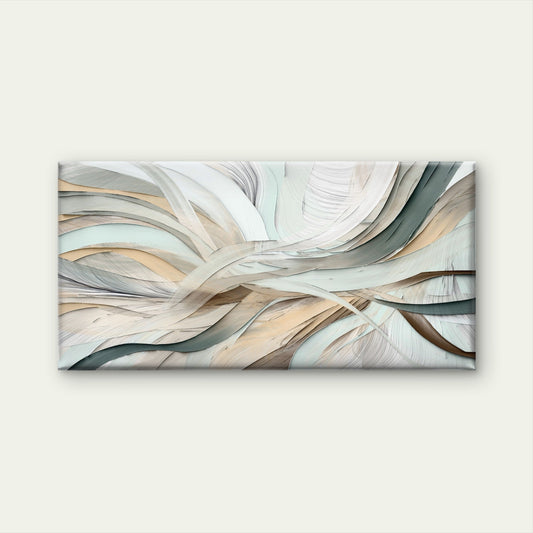 Abstract Beige 3D Texture Wave Wall Art Canvas Office Home Room Framed 80x45cm