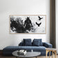 Warrior's Soul And Black Birds Wall Art Canvas Office Home Room Framed 120x60cm