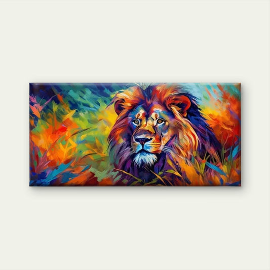 Vibrant King Of Jungle Wall Art Canvas Office Home Room Framed 80x45cm