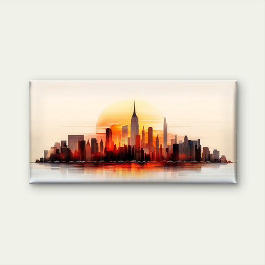New York City Skyline Sunset Wall Art Canvas Office Home Room Framed 80x45cm