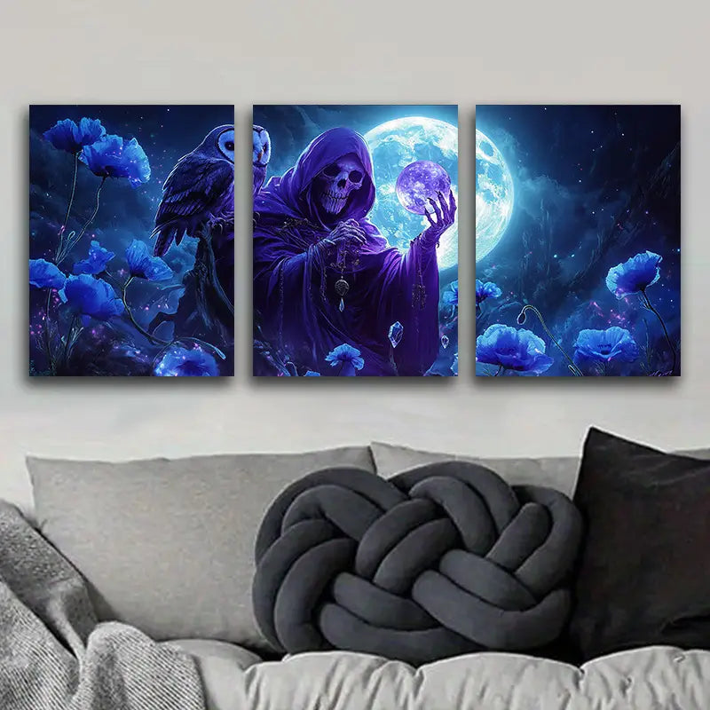 3pcs Skull Wizard Metal Print Ready to Hang Art