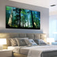 Spring Forest Misty Woods Nature Green Trees Scenic Wall Art canvas office home room framed 120x60cm