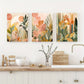 3pcs Tropical Jungle Earth Tones - Botanical Abstract Boho Metal Print Ready to Hang Art