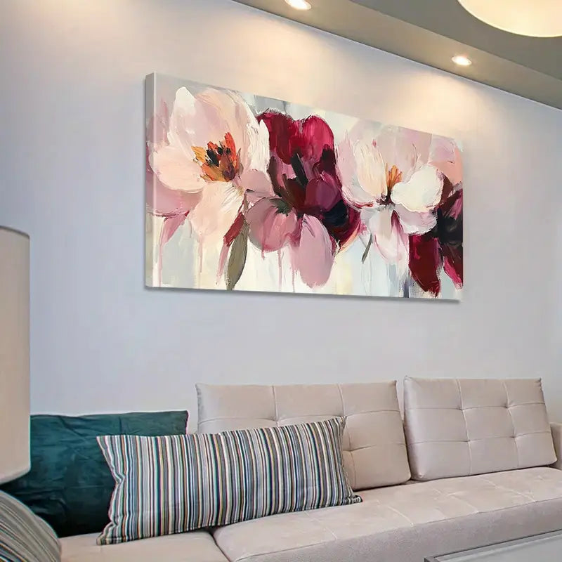 Bouquet Of Pink Flowers wall canvas office home room framed 120x60cm