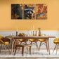 3pcs Cute Raccoon Peeking Behind Autumn Tree Metal Print Ready to Hang Art