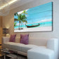 Vibrant Seascape Tropical Coconut Tree Ocean Wall Art canvas office home room framed 120x60cm