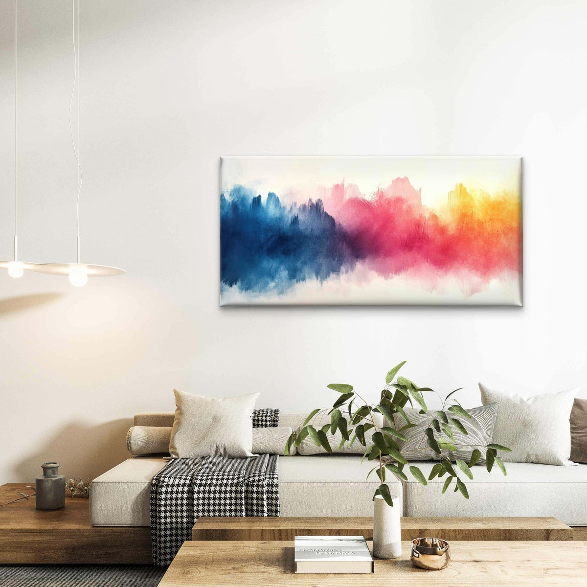 Vibrant Abstract Watercolor Wall Art Canvas Office Home Room Framed 120x60cm