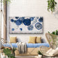 Blue Abstract Ink Circles Wall Art Canvas Office Home Room Framed 80x45cm