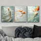 3pcs Golden Fish in The Water Metal Print Ready to Hang Art