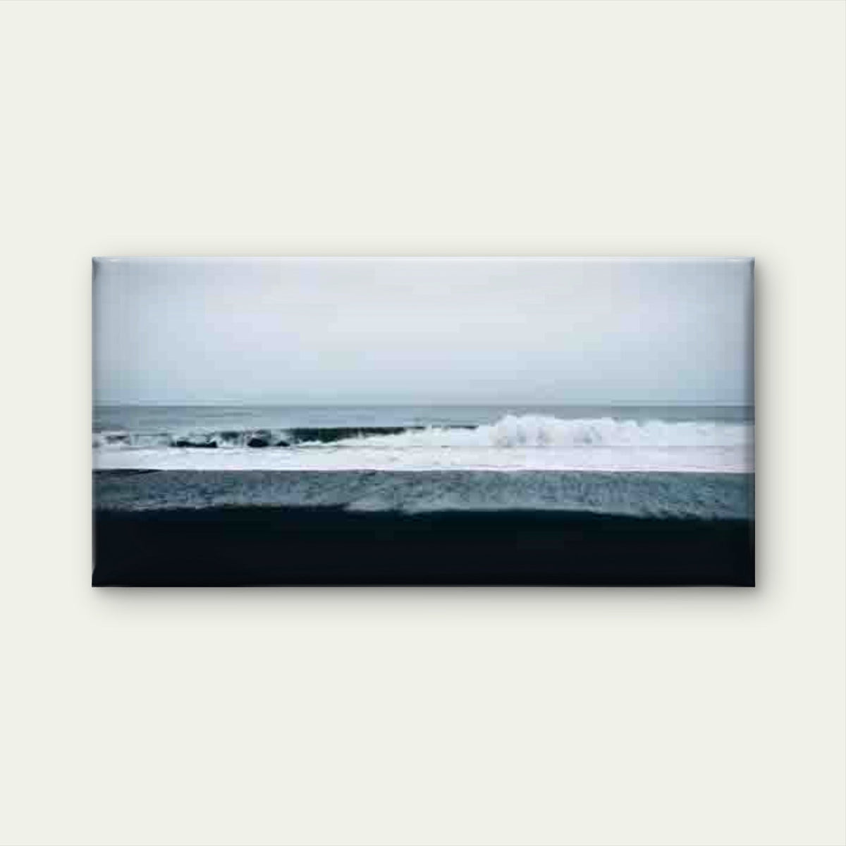 Ocean Waves And a Black Sand Wall Art Canvas Office Home Room Framed 120x60cm