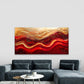 Vibrant Red Gold Waves Flow Wall Art Canvas Office Home Room Framed 120x60cm
