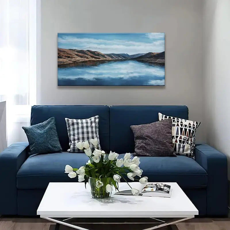 Moraine Lake & Mountain Vibrant Blue Waters Wall Art canvas office home room framed 120x60cm