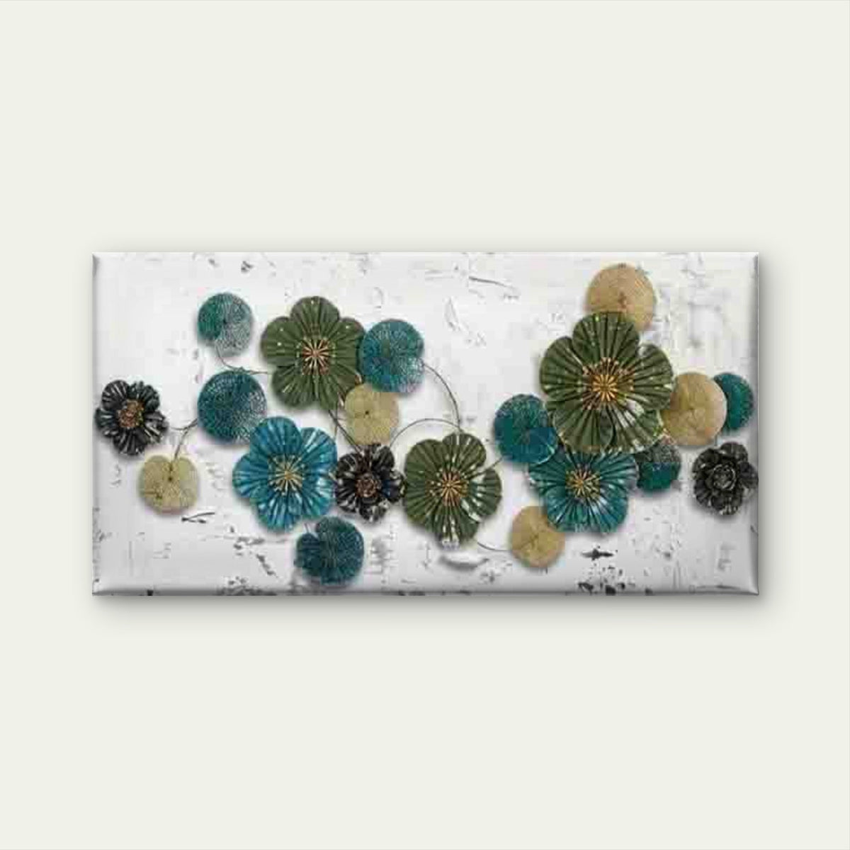 Abstract Flowers on White Back Wall Art Canvas Office Home Room Framed 120x60cm