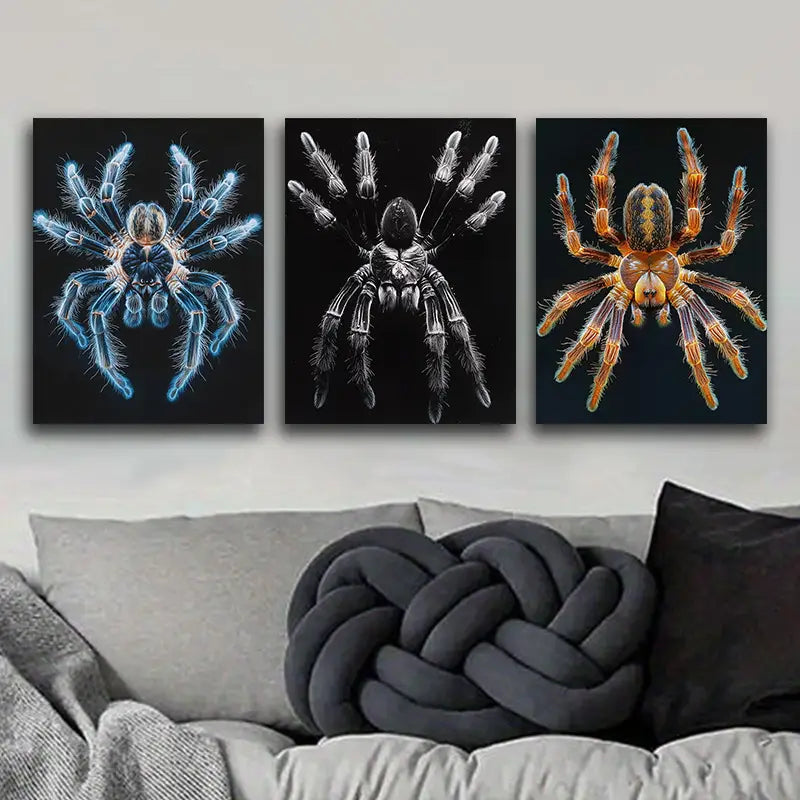 3pcs Tarantula Metal Print Ready to Hang Art