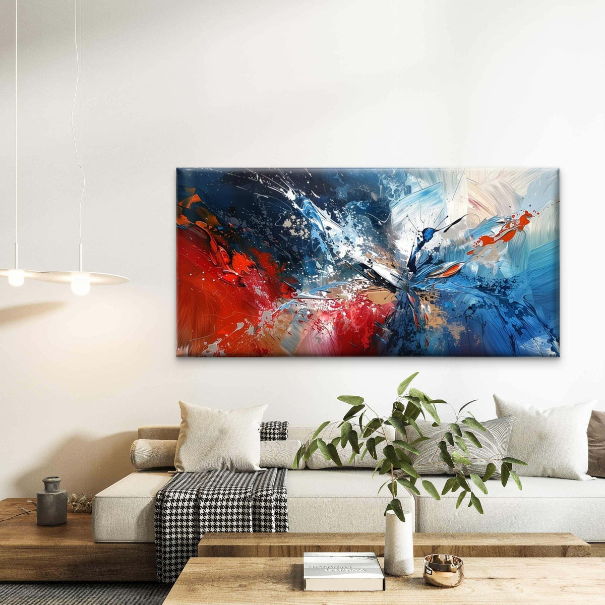 Abstract Vibrant Color Splashes Wall Art Canvas Office Home Room Framed 120x60cm