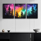 3pcs Colorful night sky forest Metal Print Ready to Hang Art