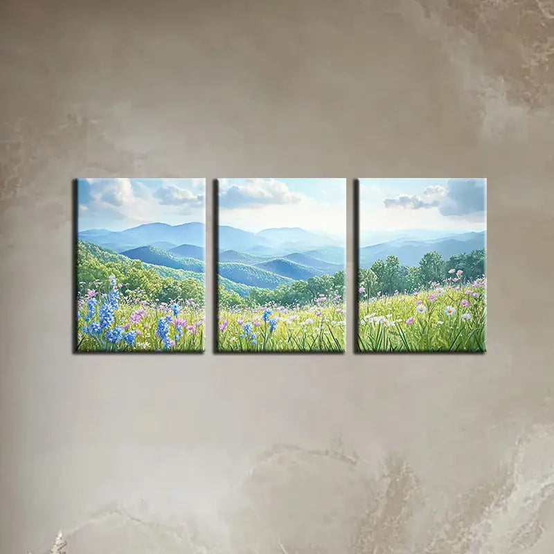 3pcs Watercolor Sky and Wildflowers Beauty Metal Print Ready to Hang Art