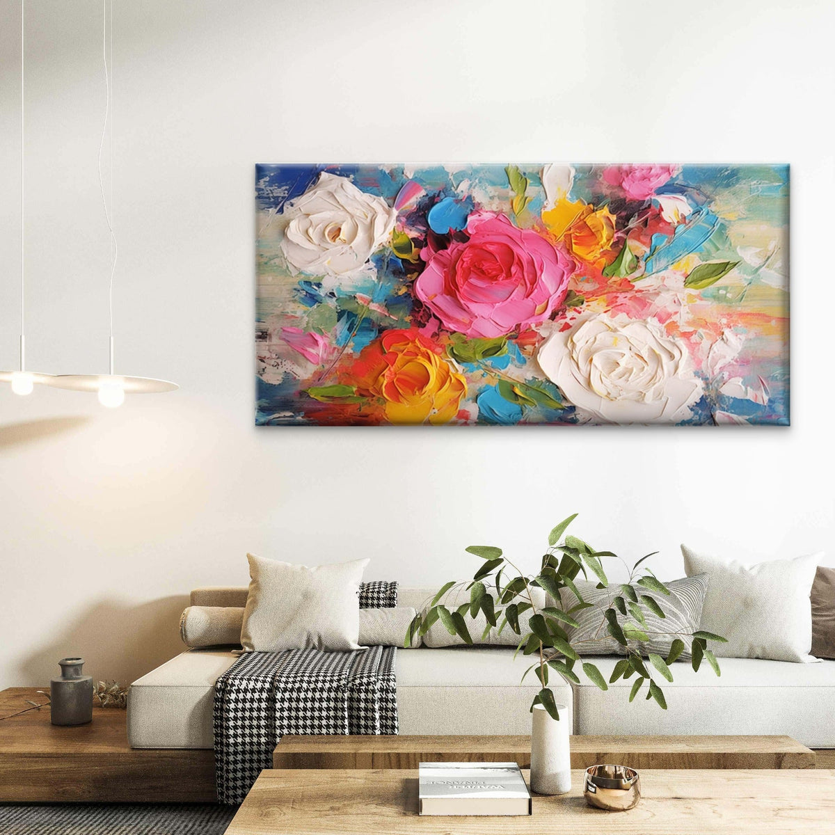 Colorful Rose Flower Wall Art Canvas Office Home Room Framed 80x45cm